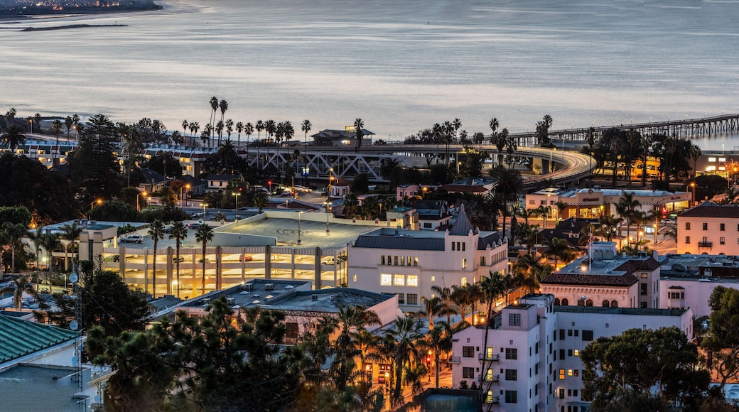 Sleepy town of Ventura nestled against the Pacific ocean just beginning to wake up to the morning lights of dawn.