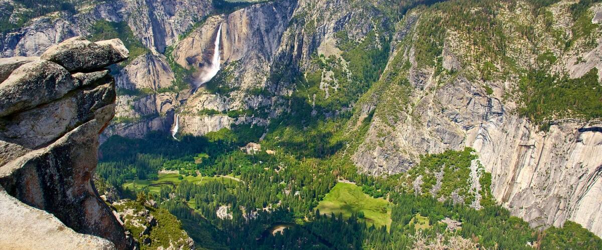 Glacier Point bevat bossen, landschappen en een kloof of ravijn