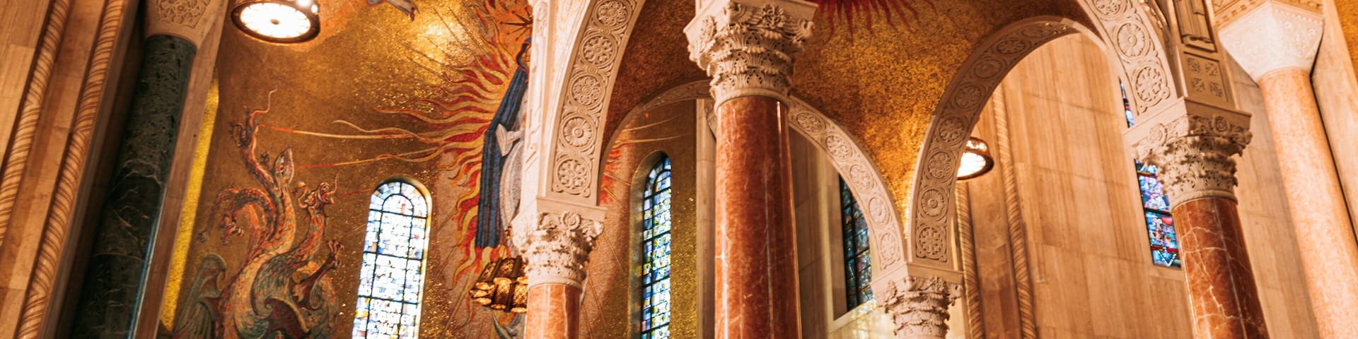 Basilica of the National Shrine of the Immaculate Conception showing interior views, a church or cathedral and heritage elements