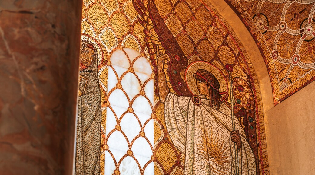 Basilica of the National Shrine of the Immaculate Conception featuring religious elements, heritage elements and art