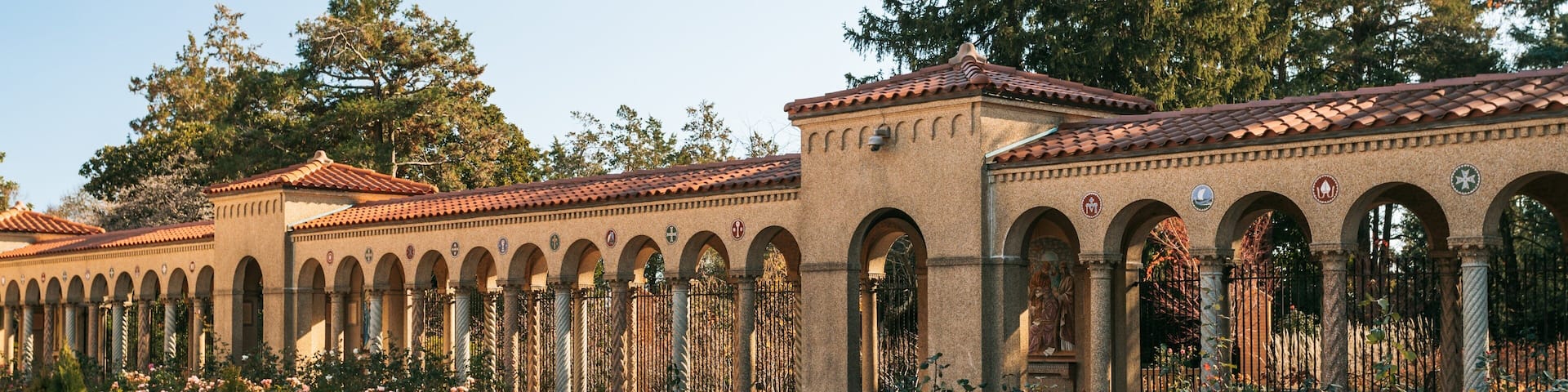 Franciscan Monastery featuring heritage elements, a park and wildflowers
