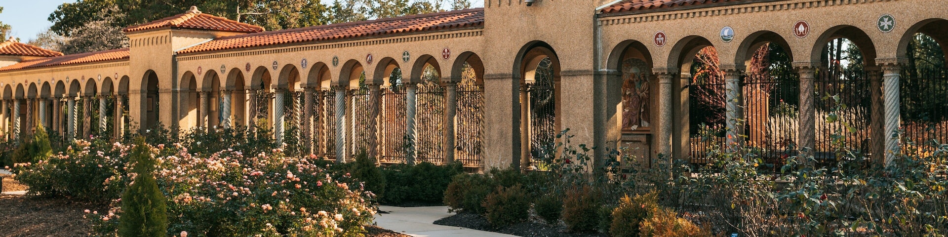 Franciscan Monastery featuring heritage elements, a park and wildflowers