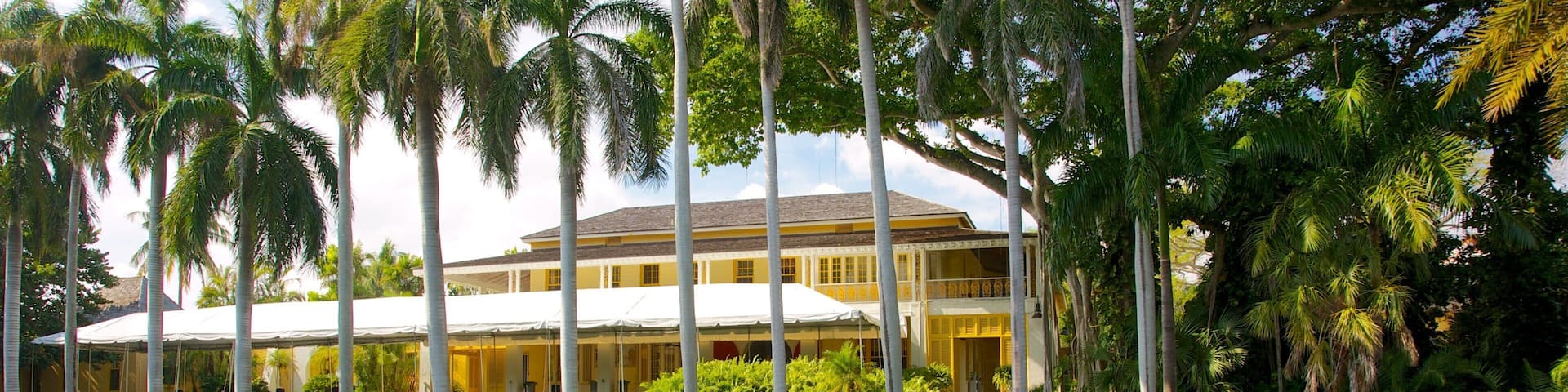 Musée et jardins de Bonnet House montrant scènes tropicales, parc et mare