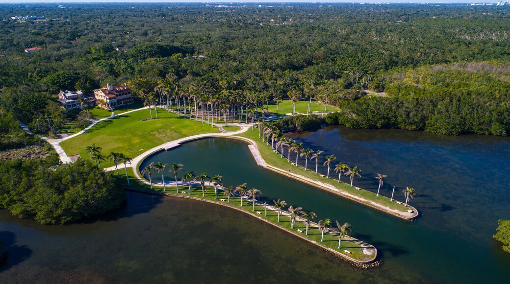Aerial image of the historical Miami Deering Estate on Biscayne Bay