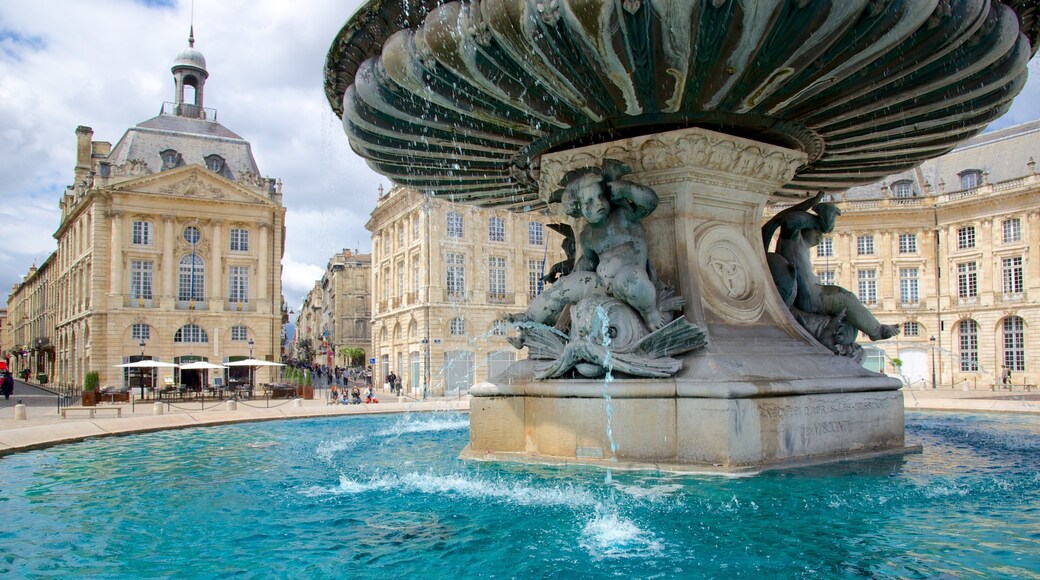 Place de la Bourse que incluye una fuente