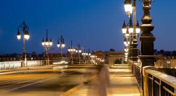 Pont de Pierre som omfatter en bro og natteliv