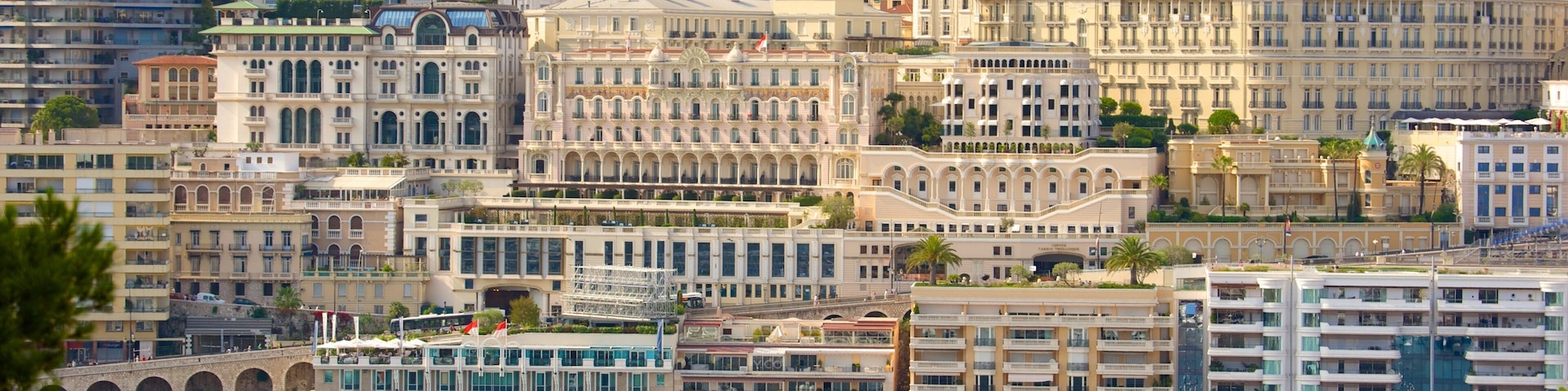 Monaco Harbour which includes a coastal town and a bay or harbor
