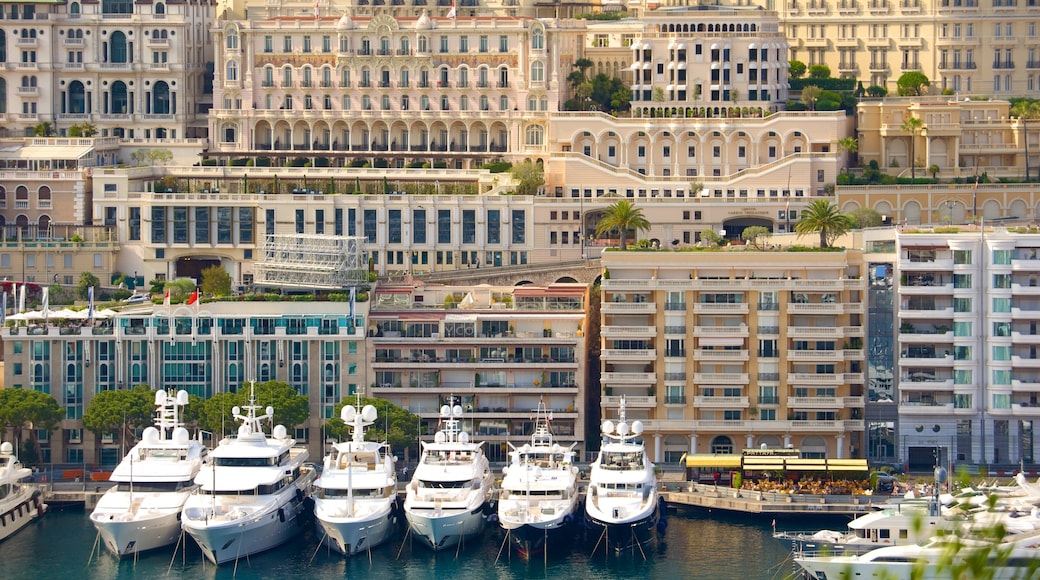 Monaco Harbour showing a coastal town, a city and a bay or harbor