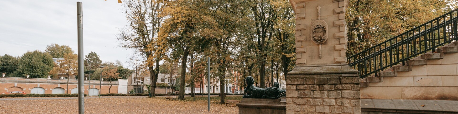 Citadel of Lille showing fall colors and a park