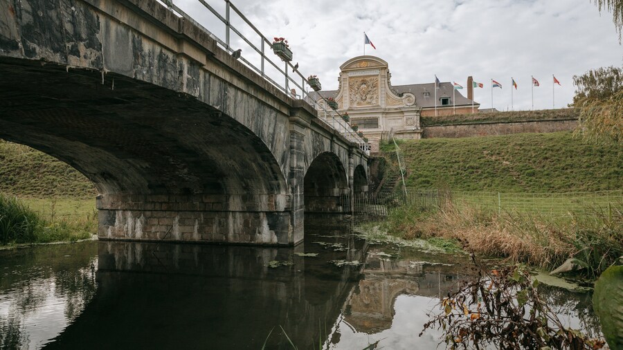 Citadel of Lille showing a bridge and a river or creek