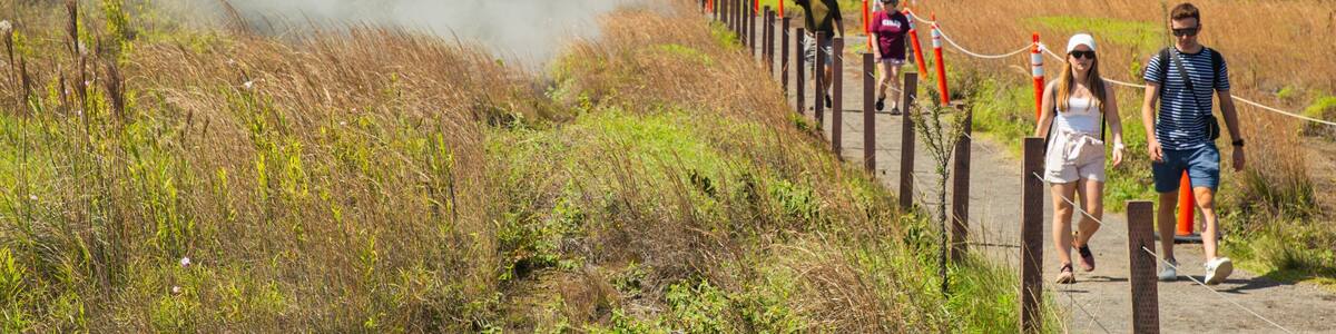 Hawaii Volcanoes National Park which includes tranquil scenes and mist or fog as well as a couple
