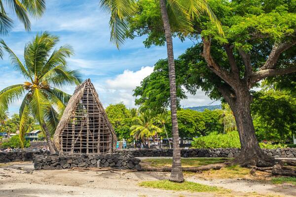 Pu\'uhonua o Honaunau National Historical Park which includes a park and tropical scenes