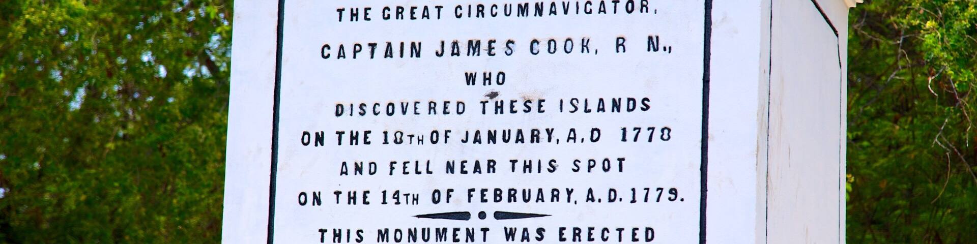 A memorial plaque dedicated to Captain James Cook.
