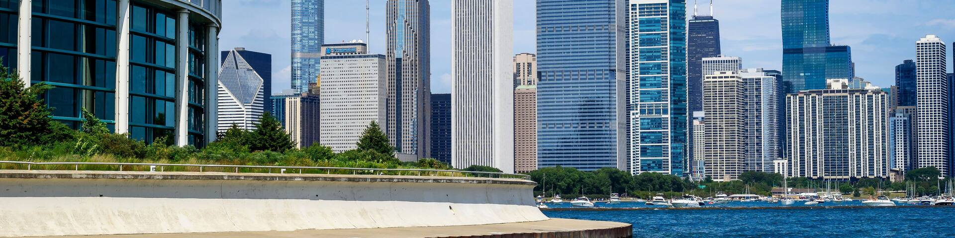 Beautiful Chicago Skyline. Gorgeous photo of a Chicago Skyline as viewed from the Museum Campus Lakefront Trail.