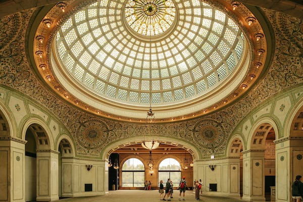 Chicago Cultural Center showing heritage elements, heritage architecture and interior views