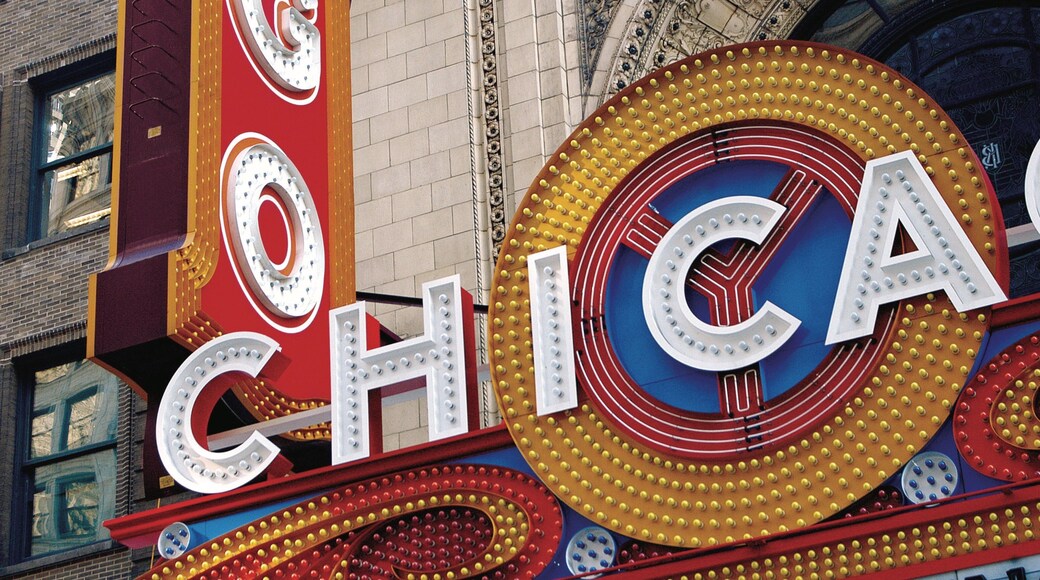 Chicago Theatre showing signage