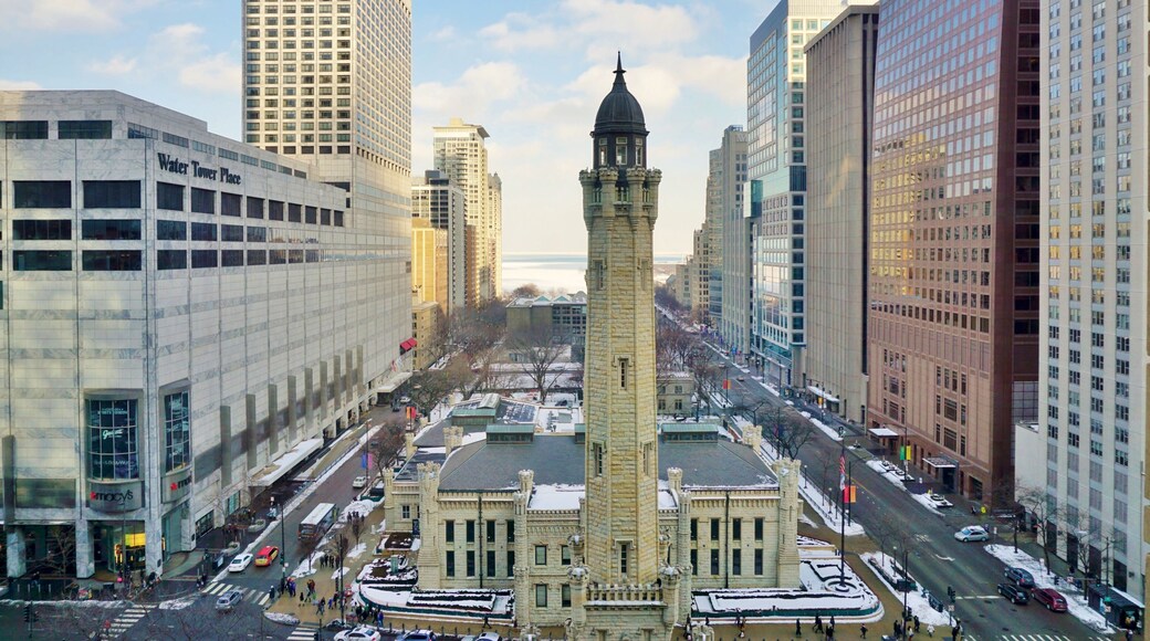 The landmark Chicago Water Tower, located on Michigan Avenue