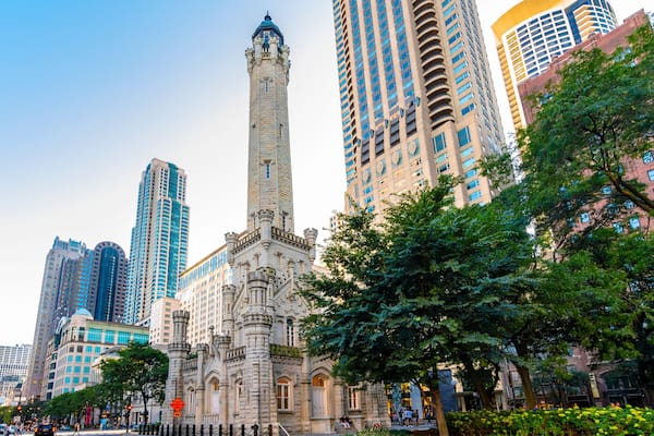 Water Tower view on Michigan Ave in Chicago City