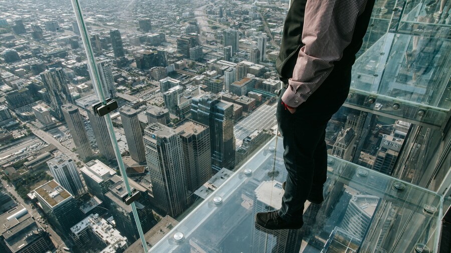 Willis Tower showing a city, views and interior views