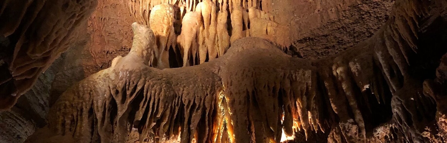 Inside of a giant cave underground the Silver Dollar City.