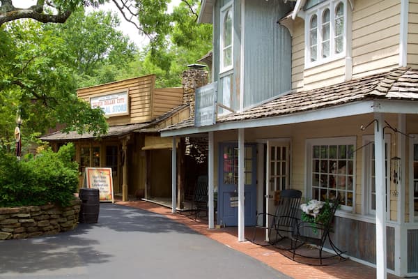 A rustic storefront with a sign for 'The Silver Dollar City General Store'.