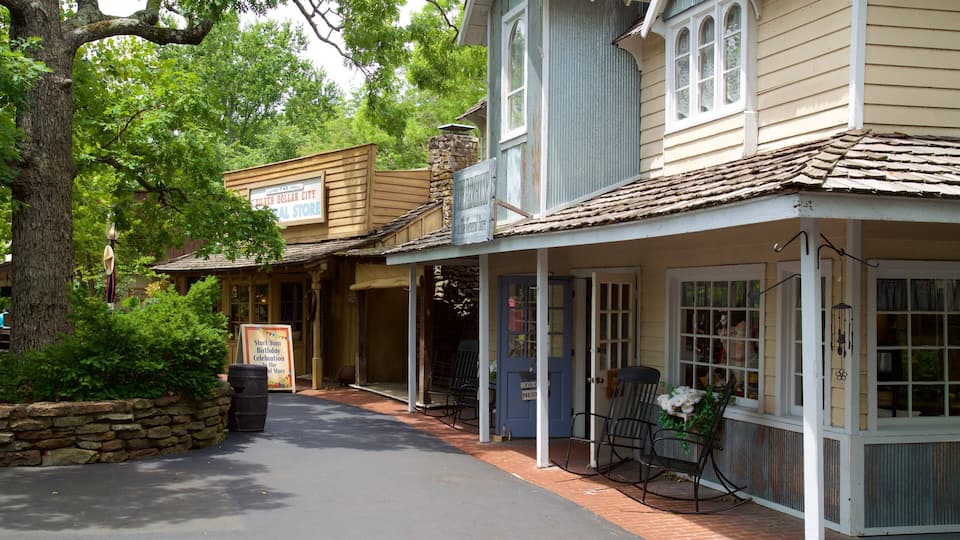 A rustic storefront with a sign for 'The Silver Dollar City General Store'.