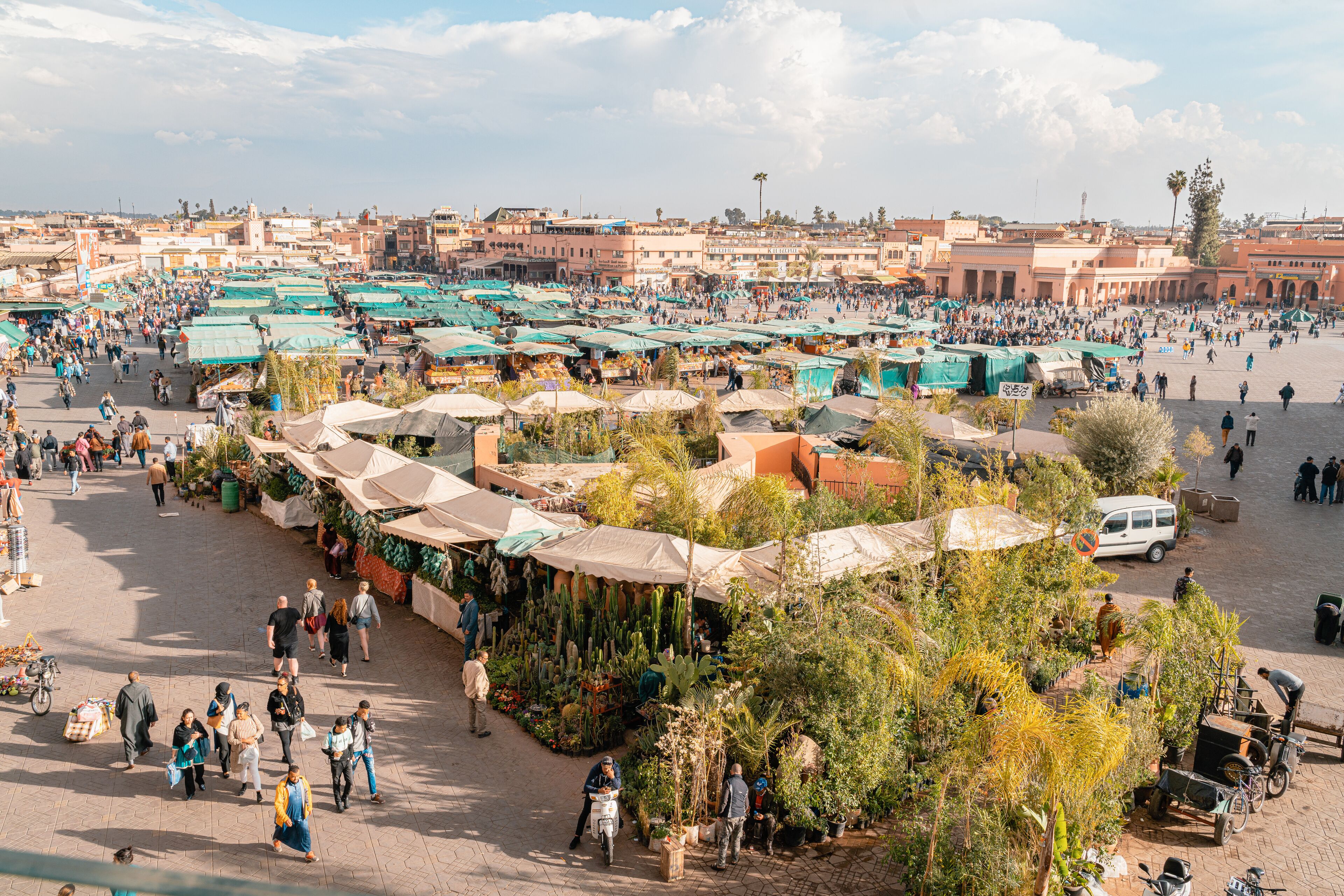 Jemaa el-Fnaa birds eye view on a summers day