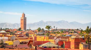 Panoramic view of Marrakech and old medina, Morocco