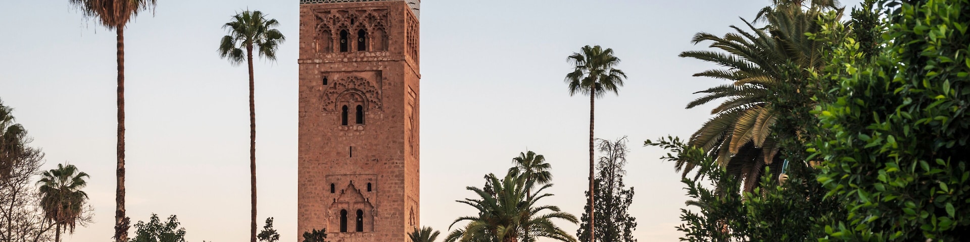 The symbol of Marrakesh Morocco, mosque located near the famous square Jemma El Fna, Koutoubia, large 12th-century Almohad-style mosque