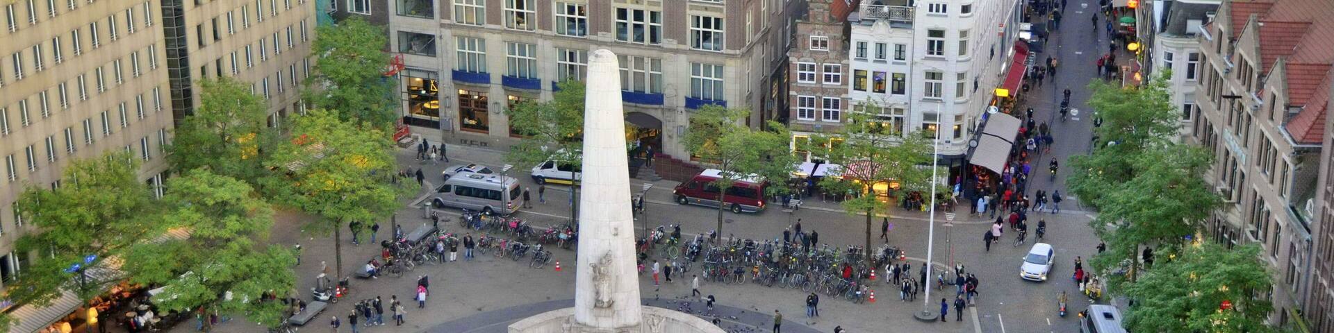 Aerial View of Dam Square in Amsterdam, Netherlands