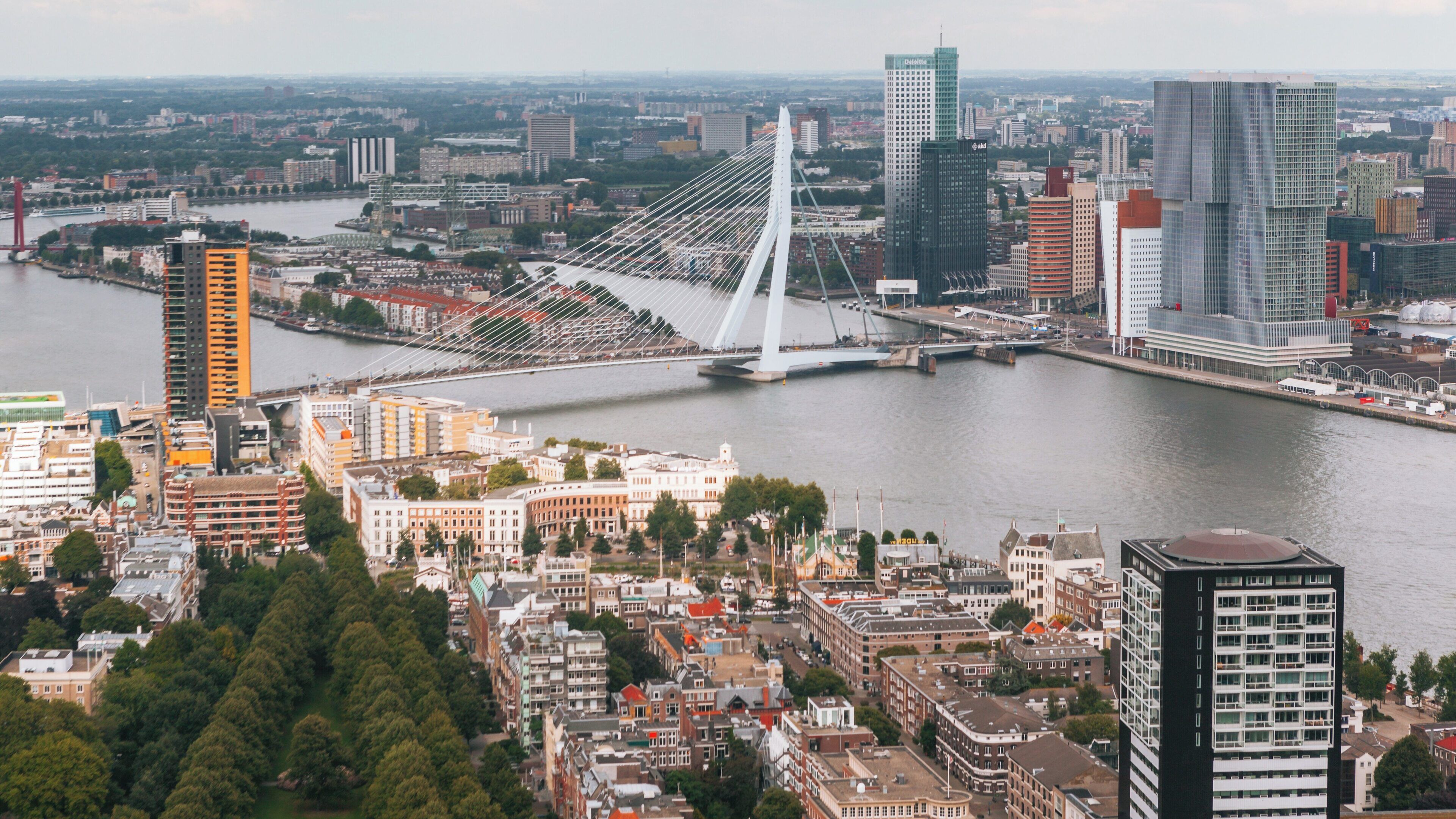 Euromast offers a stunning view over Rotterdam, showcasing the vibrant blend of modern architecture and natural beauty in South Holland