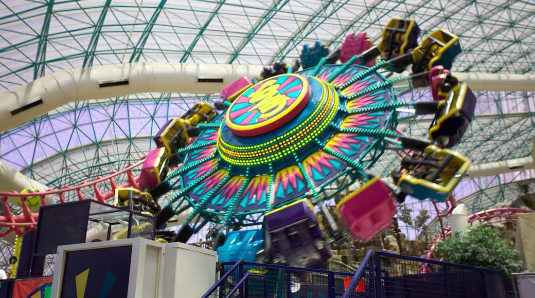 Adventuredome temapark som viser karusell, hage og innendørs