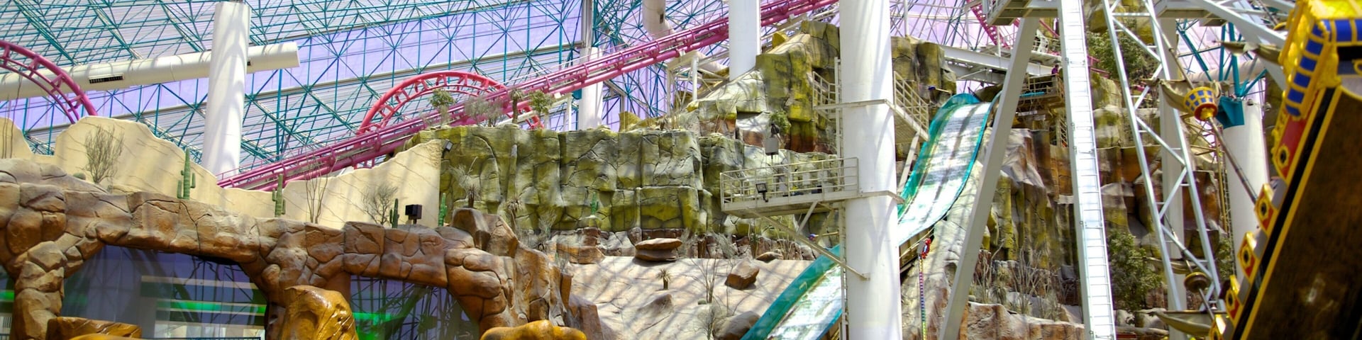 Exciting indoor attractions at Adventuredome Theme Park in Las Vegas, Nevada offer thrilling rides and vibrant fun for all ages