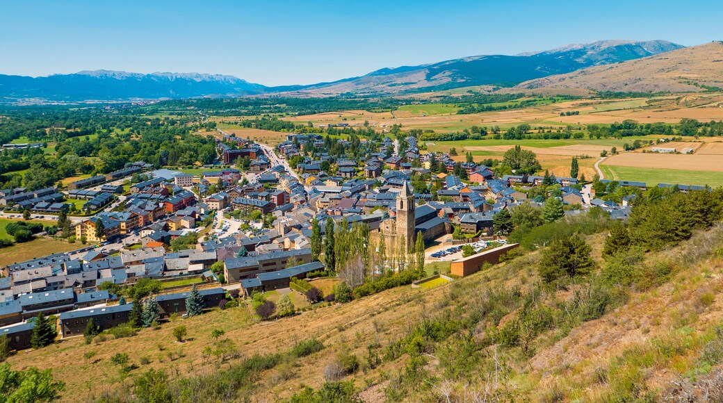 Llívia, Catalonia, Spain. General view of the village as seen from the top of the Castle of Llivia.