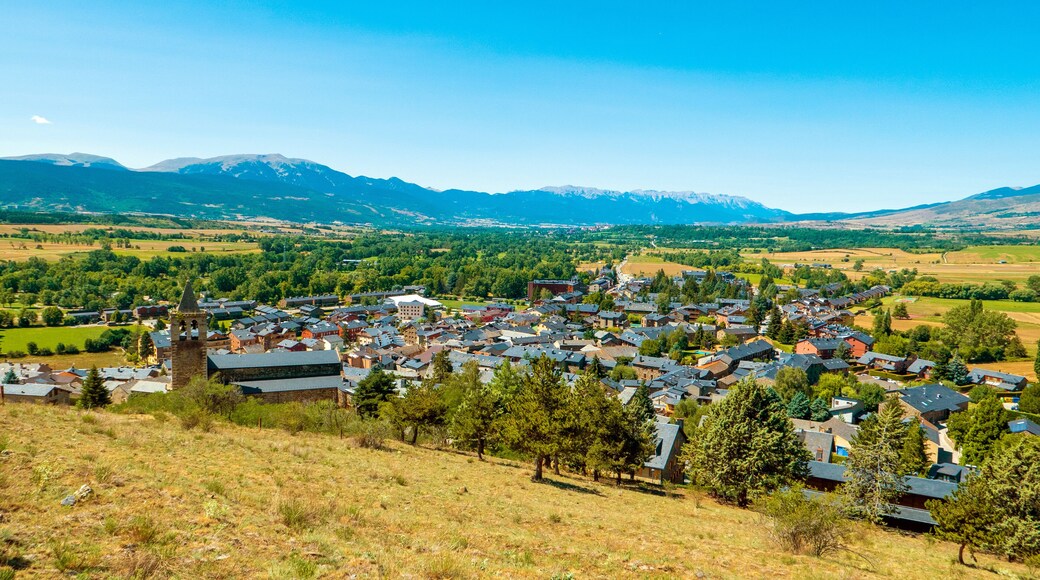 Llívia, Catalonia, Spain. General view of the village as seen from the top of the Castle of Llivia.