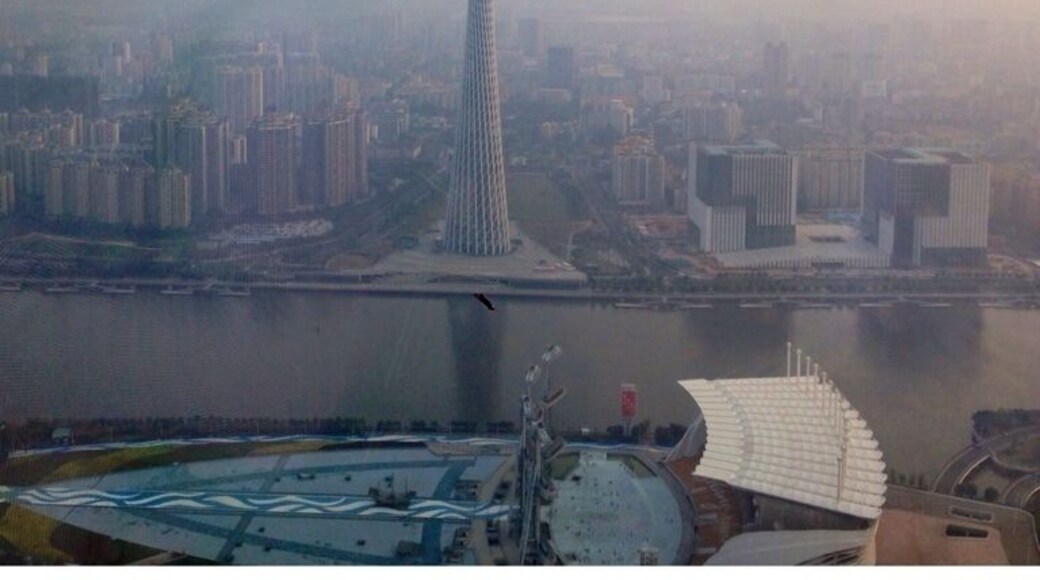 Impressive about 600 m high TV tower in Guangzhou