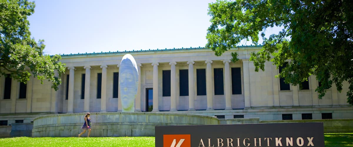 Albright - Knox Art Gallery which includes a park, art and signage