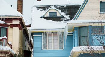 House in the snow, in Elmwood Village, Buffalo, New York