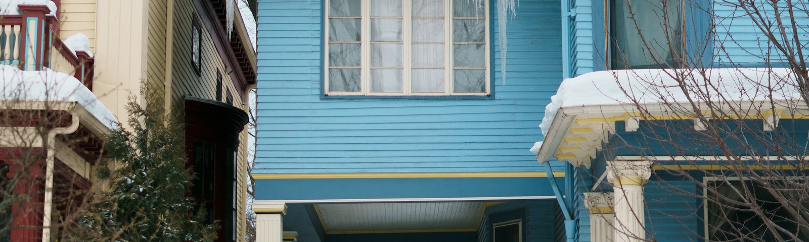 House in the snow, in Elmwood Village, Buffalo, New York