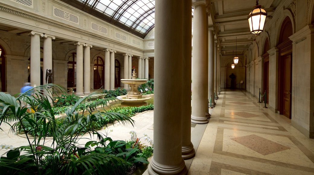 Frick Collection featuring a fountain, interior views and heritage elements