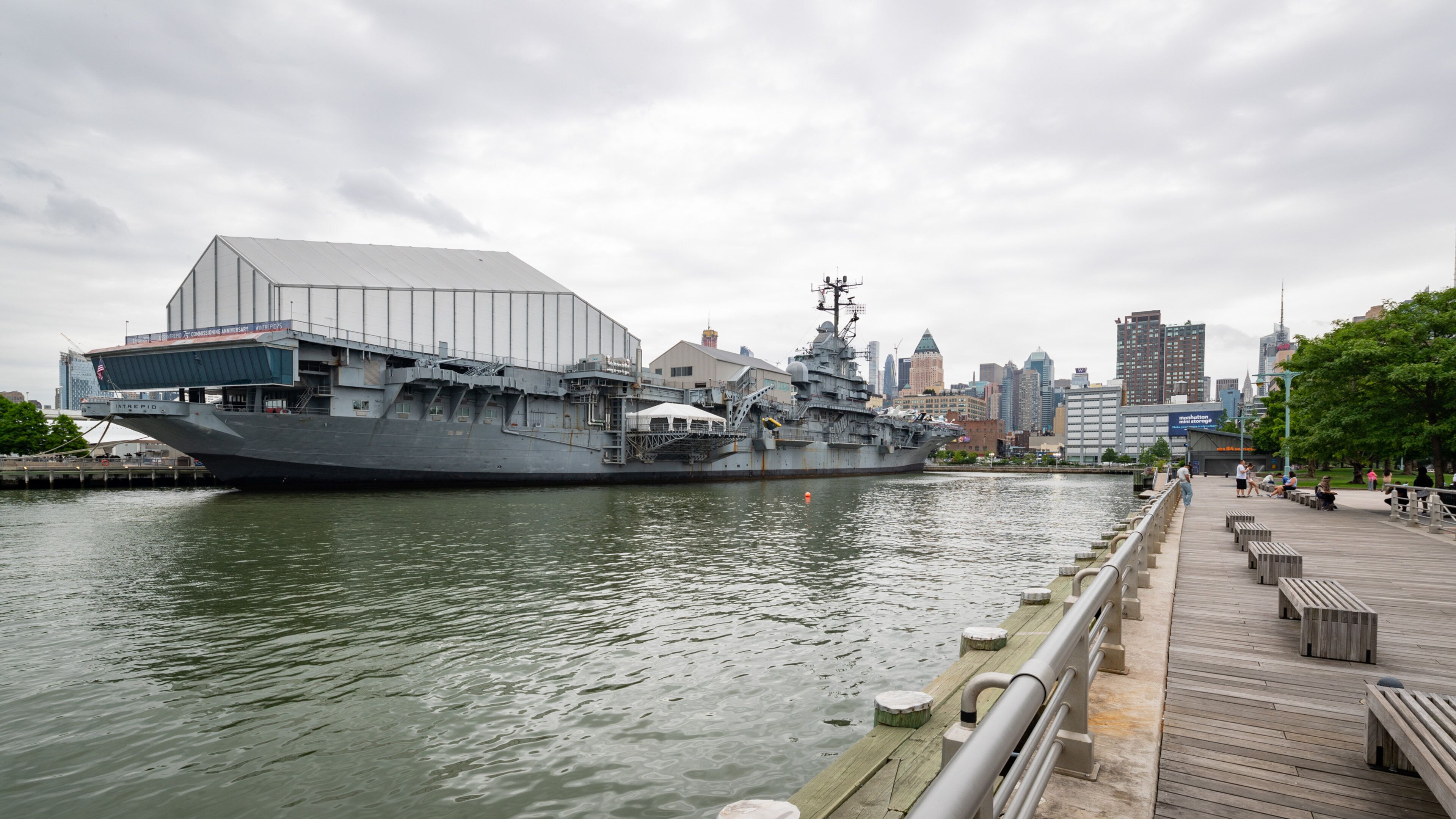 Intrepid Sea, Air and Space Museum featuring a marina and military items