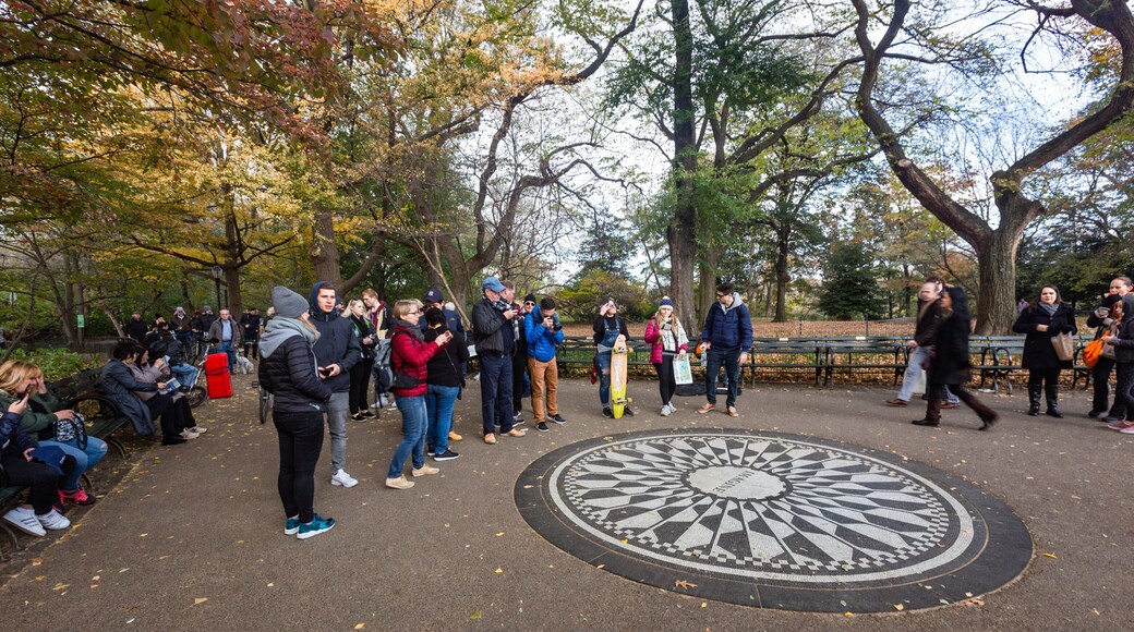 Strawberry Fields featuring a garden as well as a small group of people