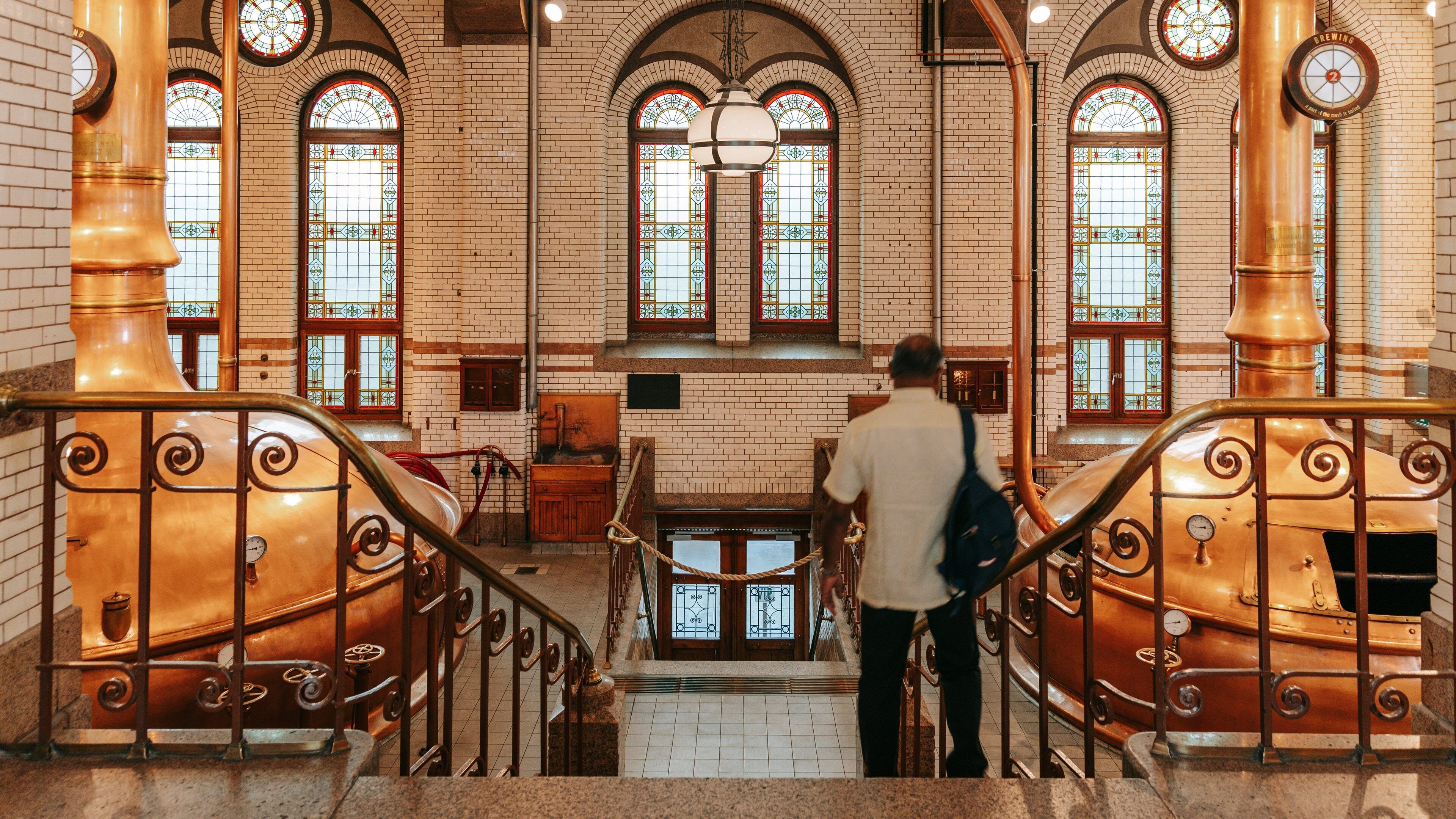 Heineken Experience featuring interior views and heritage elements as well as an individual male
