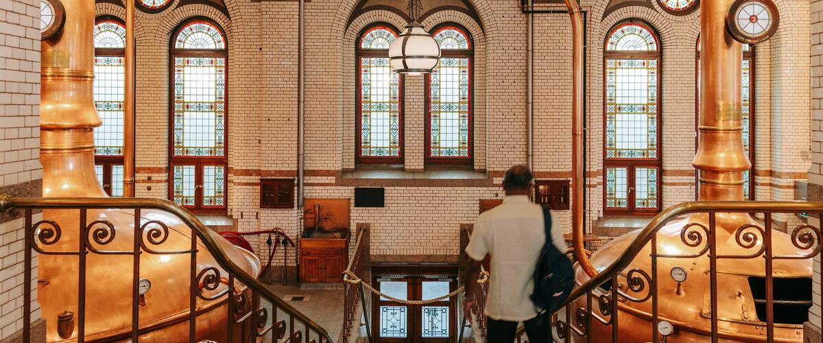 Heineken Experience featuring interior views and heritage elements as well as an individual male