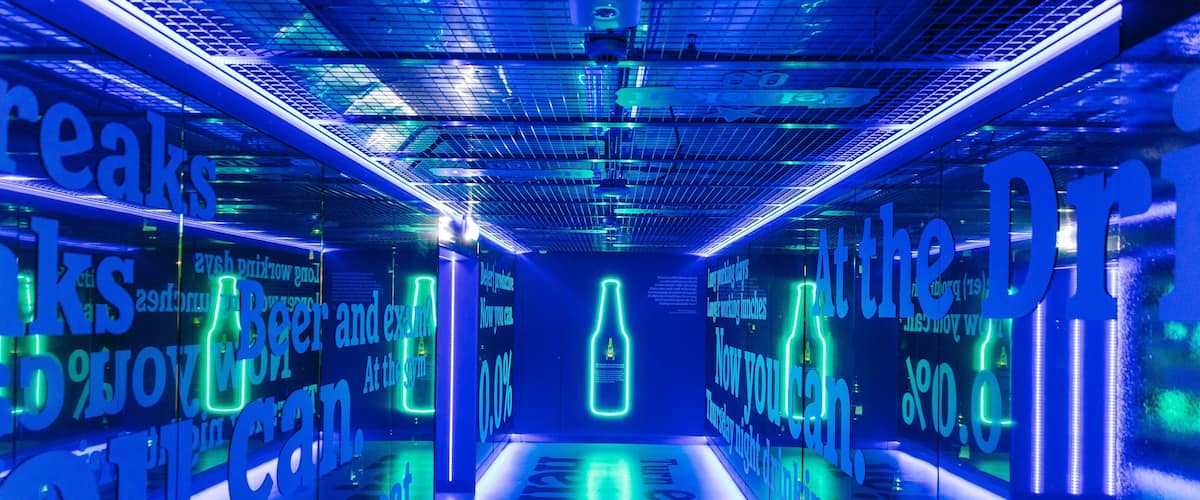 Heineken Experience featuring signage and interior views