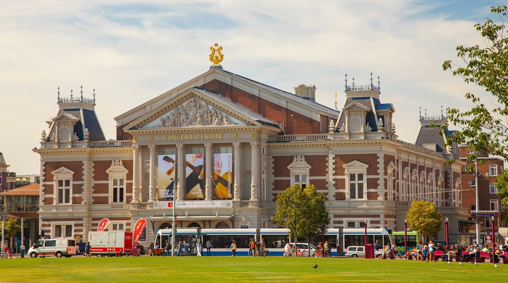 Concertgebouw showing heritage architecture and a garden