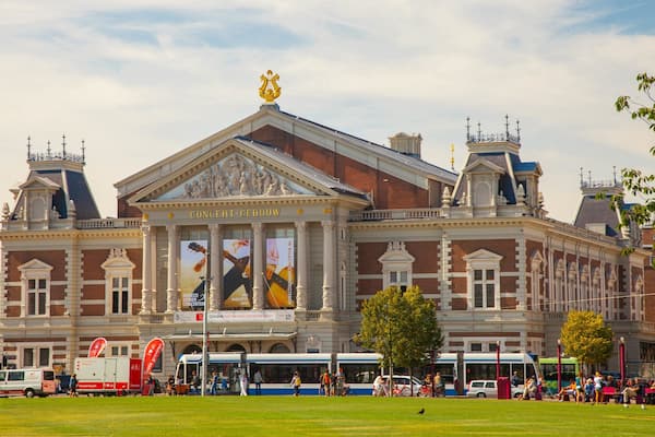 Concertgebouw showing heritage architecture and a garden