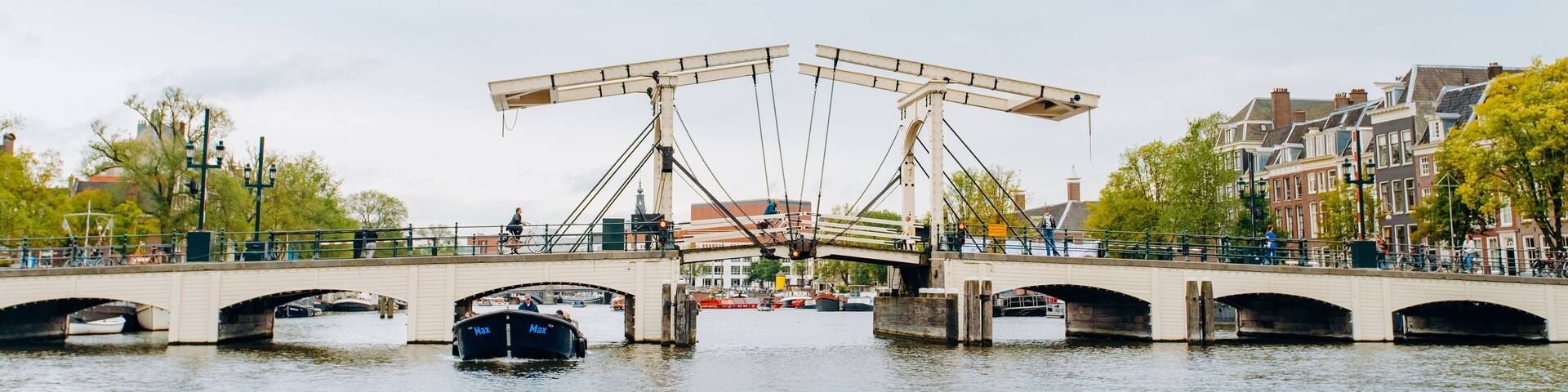 Amsterdam, Netherlands September 5, 2017: Magere Brug Bridge and Amstel river.