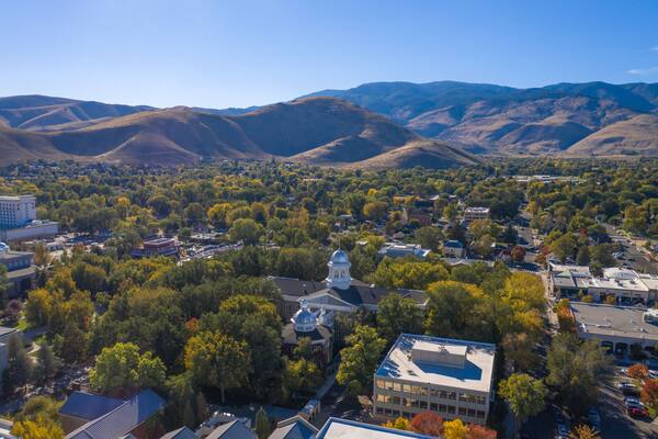 CARSON CITY, NEVADA, UNITED STATES - Oct 14, 2020: Carson City, Nevada State Capitol Mall