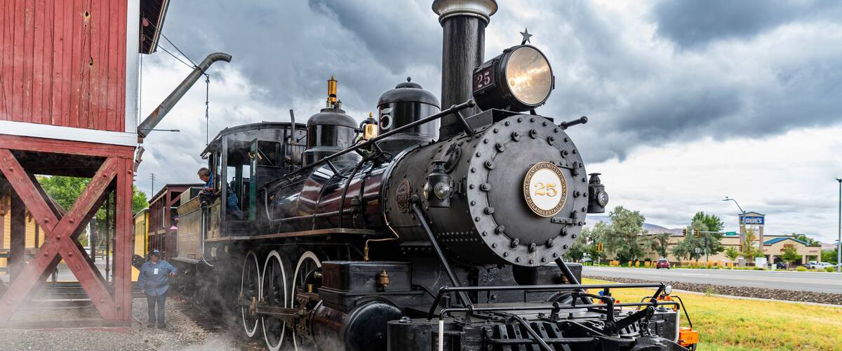 Steam train in the Nevada State Railroad Museum, Carson City, Nevada